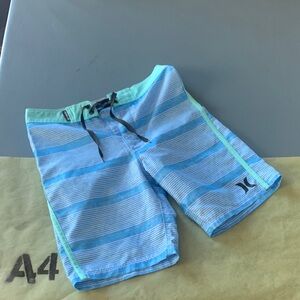 Hurley Kids Swim Trunks - Blue and Aqua Stripes